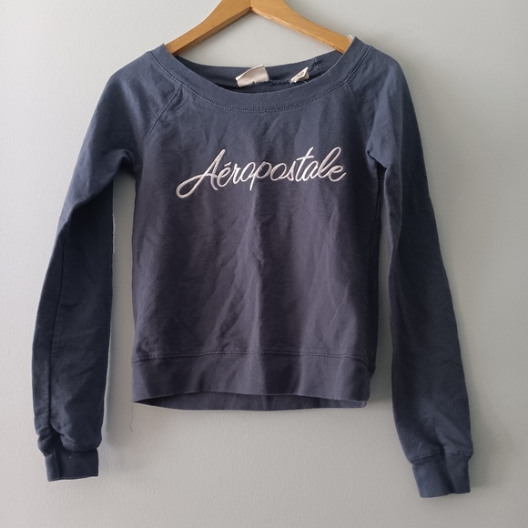 Aeropostale Tops - Aeropostale Blue Logo Crewneck Sweatshirt Long Sleeve XS